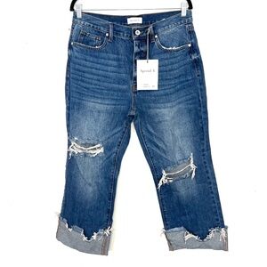 NWT Special A Blown Knee Crop Cuffed Jeans Size 11 mc